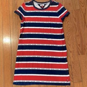 𝅺tommy Hilfiger Striped Cotton Logo Dress S